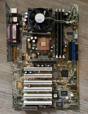 Asus TUSL2-C REV 1.04 + Celeron 1200 (Tualatin) + 512MB RAM + I/O Shield TESTED