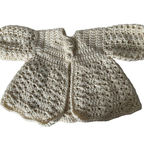 Baby Crochet Knit Cardigan and Diaper Cover Set Metallic Gold Size 0 - 3 Months - Picture 5 of 13