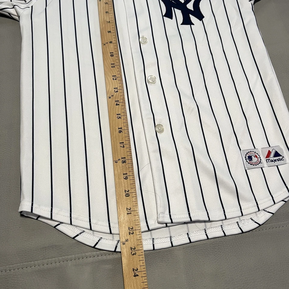 Camiseta de béisbol blanca a rayas de los Yankees de Nueva York para jóvenes niños-M-10/12-9771 Foto 4 de 4