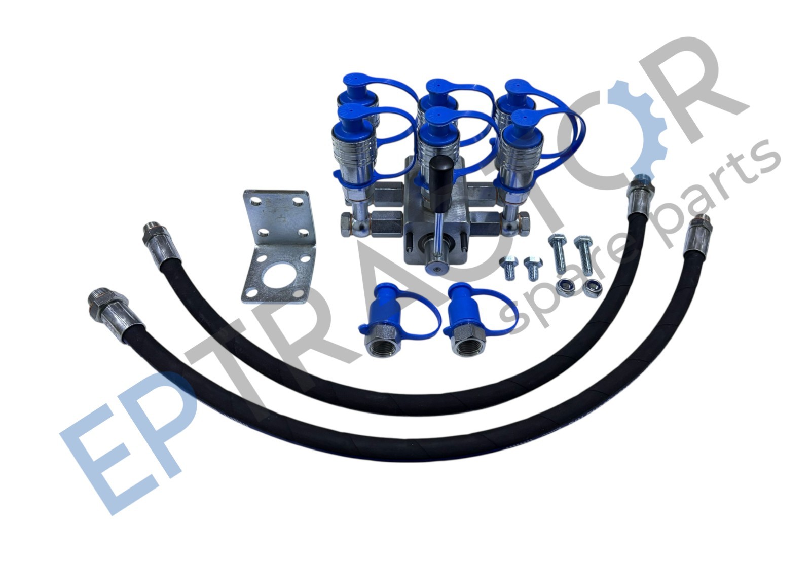 8-Port Manual Hydraulic Flow Multiplier Valve for Tractors (2 Inlet / 6 Outlet)
