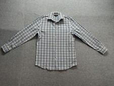 Banana Republic Men Shirt M Blue Plaid Slim Fit Long Sleeve Button Up Collared