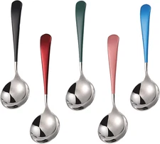 Soup Spoons Stainless Steel, 18/10 round Head Soup Spoons, Modern Thick Short Ha