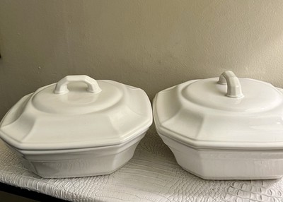 Pair Of PFALTZGRAFF PROVIDENCE STONEWARE Covered Serving Dishes Square White