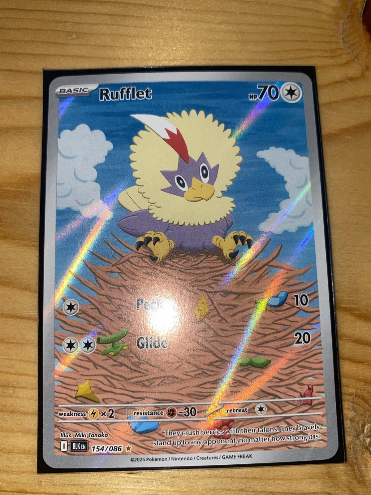 Pokemon TCG Rufflet Card Illustration Rare, Sv: Black Bolt, 154/086
