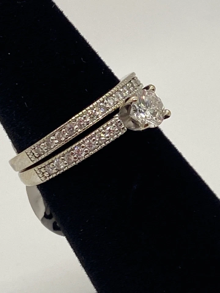 14K WHITE GOLD PAVE CHANNEL SET DIAMOND RING AND BAND 4.9G SZ 5 W/ A (TDW019193) - Image 3 of 4