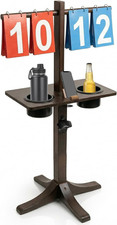 Cornhole Scoreboard with Drink Holder, Wooden Corn Hole Scoreboard with Bottle O