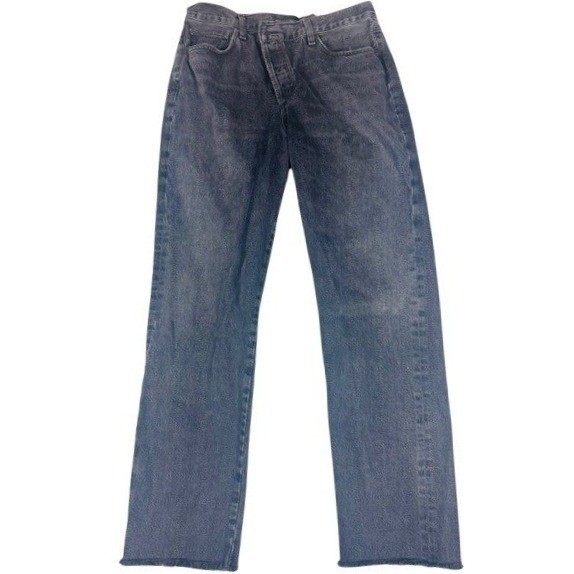 AGOLDE Jeans Women 26 Criss Cross Upsized High Rise Straight Raw Hem Faded Black
