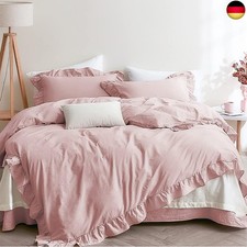 Lanqinglv Rüschen Rosa Bettwäsche 155x200 2 Teilig Mädchen Mikrofaser Bettbezug 