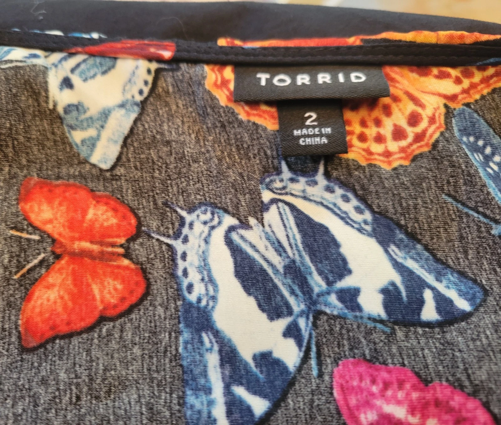 VETEMENTS Abito Torrid Nero Stampa Farfalla Midi Spazzolato Charme Avvolgente Taglia 2X 18 20