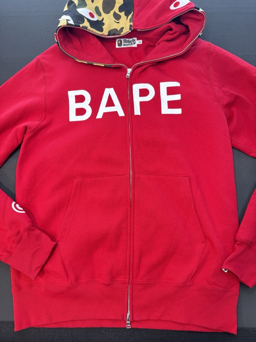 BAPE 1st Camo Shark Full Zip Hoodie Red Size XL | eBay