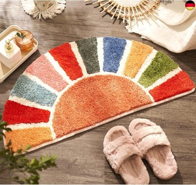 Sonnenaufgang Boho Badezimmer Teppich, Halbkreis Badematte, Bunte Sonne