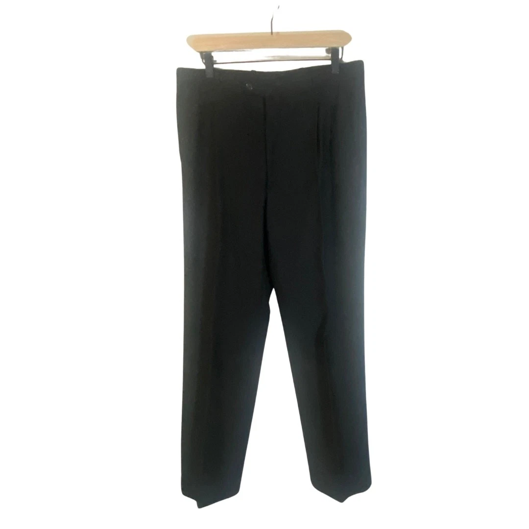 Givenchy Monsieur Pantalone Abito Nero 100% Lana Gamba Dritta Pieghettato Uomo Tg 34 M