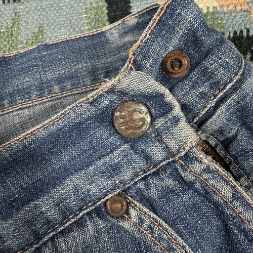 Vintage 50s Strong Reliable Denim Side Zip Jeans Sanforized Faded 38x27 Workwear - Bild 4 von 14