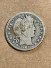 1907- O Silver Barber HALF DOLLAR 50c