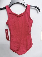 Capezio Tank Leotard Red High Neck Front  Back Tank Leotard Lined Sz. MC