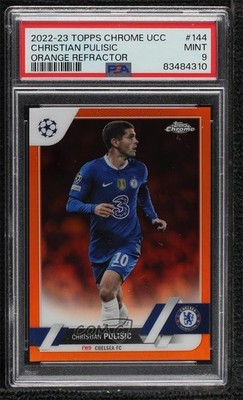 2022 Chrome UEFA Club Competitions Orange Refractor 10/25 Christian Pulisic 14tf