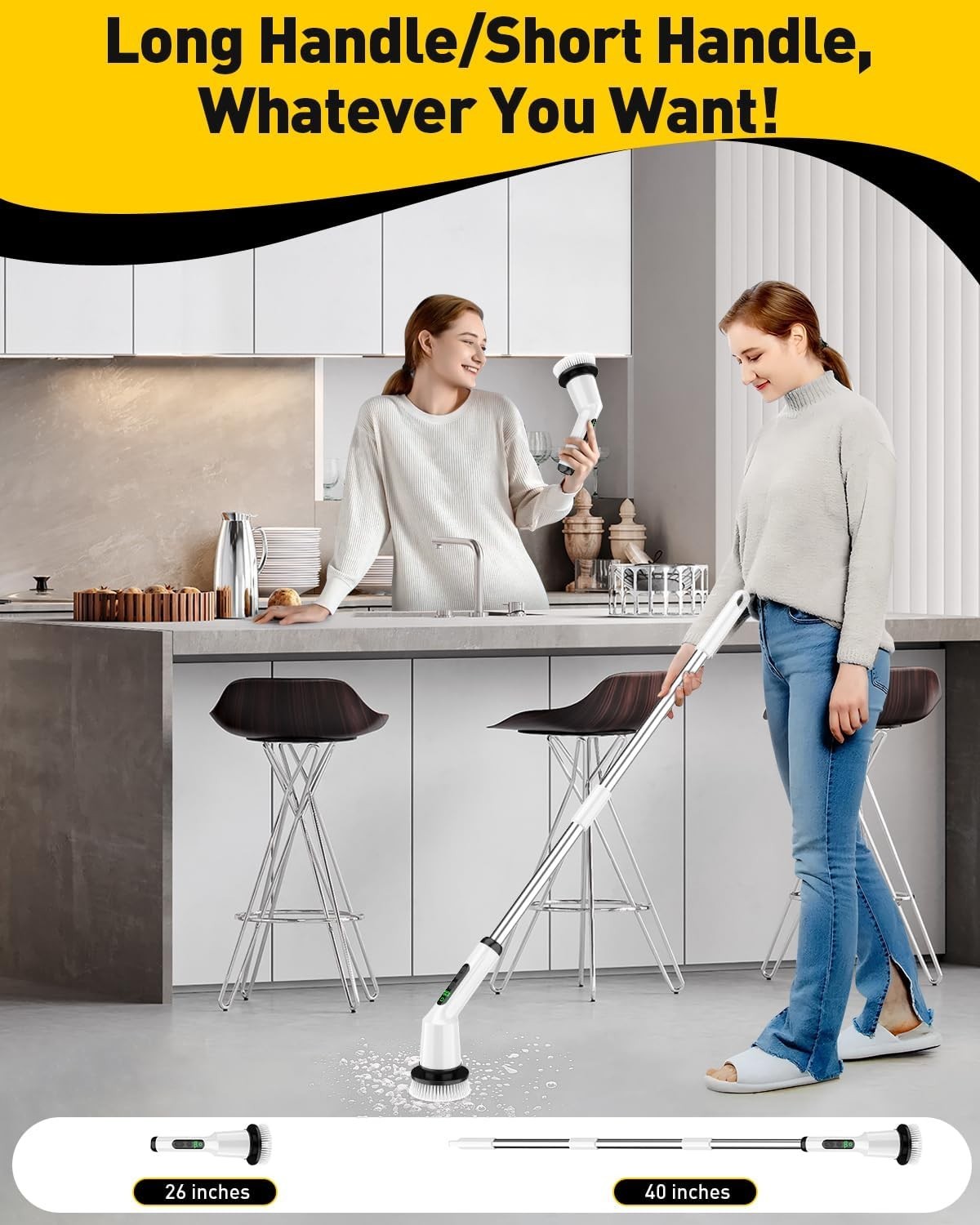 Electric Spin Scrubber for Cleaning Bathroom, Shower Scrubber Cordless Cleani...