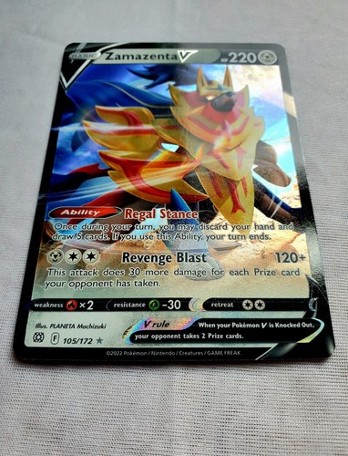 Zamazenta V 105/172 Art Ultra Rare Pokemon Brilliant Stars Pack Fresh - Picture 3 of 4
