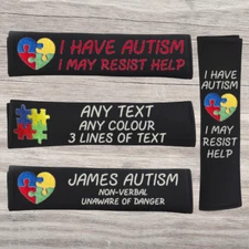 Autism Seat Belt Pad - Safety Belt Cover - Embroidered Jigsaw - Medical Alert