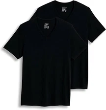 Jockey Men's T-Shirts Tall Man Classic V-Neck - 2 Pack, Black, 3X Tall