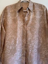 BRUNELLO CUCINELLI WOMEN SHIRT FLORAL 100% SILK PRINTED BLOUSE SIZE M AUTHENTIC
