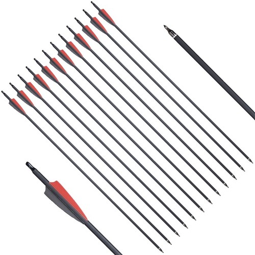 12pc 30" Carbon Arrows SP500 100Gr Broadheads for Compound / Recurve bow Hunting - Picture 13 of 25