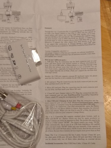 5 in 1 Connection Kit for iPad 1 & 2, iPhone 4 & 4S, Boxed, cables, instructions - 第 9/12 張圖片