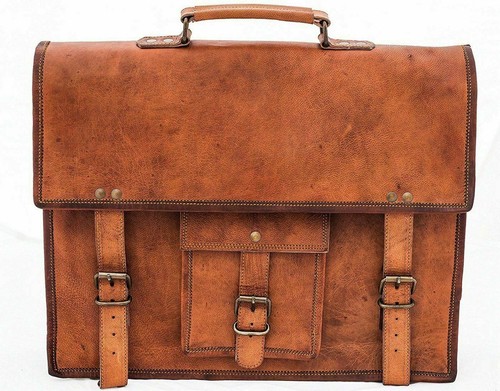 Sacoche Messager En Cuir Véritable Vintage Pour Ordinateur Portable - Taille 11"x15"x5" - Homme D'affaires