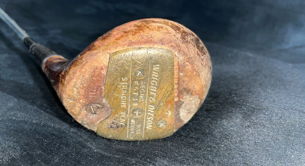 Club De Golf Wright & Ditson Driver Hickory Tête Épisée - Main Droite Années 1890 RARE