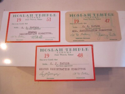 LOT OF 3 MOSLAH TEMPLE CARDS - 1947 1948 AND 1951 4'' X 2 1/2''  SC-7A