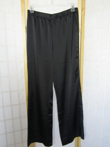 NWT ASYOU Satin Polyester Wide Leg Trouser Black Pants Women's Size UK 16