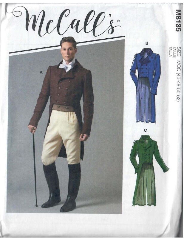 McCalls Historical 1800s Costume Men Tailcoat Tuxedo Edwardian