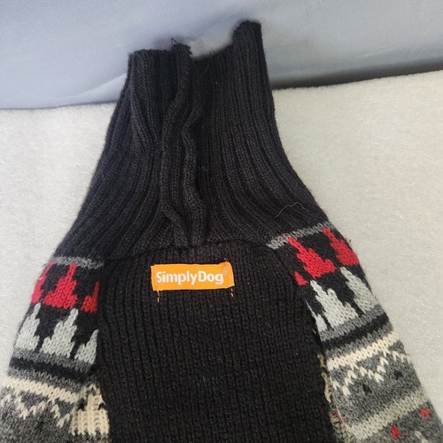 Simply Dog Dog Sweater Small Black, Red, Grey, Bone On Back - Picture 7 of 8