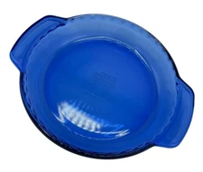 Anchor Hocking Cobalt Blue Ovenware 1075 9” Deep Pie Plate Fluted 1 Qt GUC