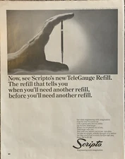 1964 Scripto Ball Pen PRINT AD TeleGauge Refill - See When Out of Ink VTG 1960s