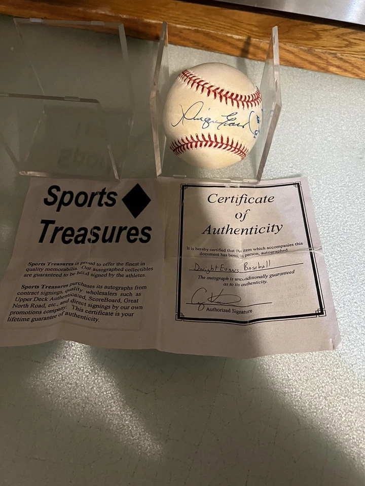 Béisbol firmado por Dwight Evans con certificado de autenticidad. ¿Huellas dactilares personales al firmar? Foto 3 de 4