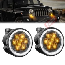 For 07-18 Jeep Wrangler JK Front White Amber Turn Signal Light Indicator Blinker