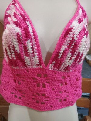 Hand Crocheted Crop Top Size  Large 