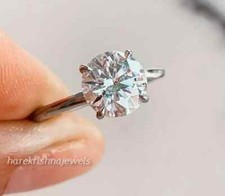 2CT Lab-Created Round Cut Solitaire Diamond Wedding Ring 14K White Gold FN