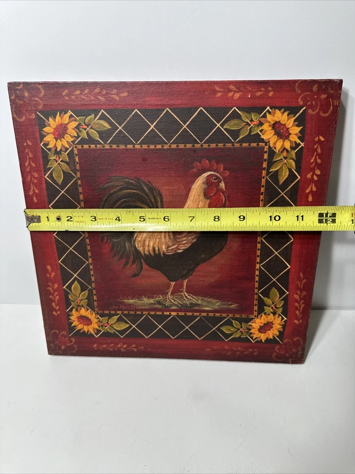Rooster Canvas Wall Art Farmhouse Vintage Style 12inx12in, Felt Backing NICE - Image 3 of 4