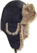 Winter Mens Ushanka Aviator Trapper Hat Russian Trooper Ear Flap Faux Fur Cap