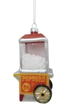 BLOWN GLASS POPCORN CART~OLD FASHIONED POPPER CHRISTMAS ORNAMENT~NWT
