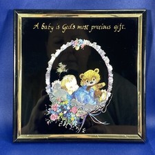 Vtg Kafka Etched Embossed Foil A BABY IS GOD  s MOST PRECIOUS GIFT Boy  Bear