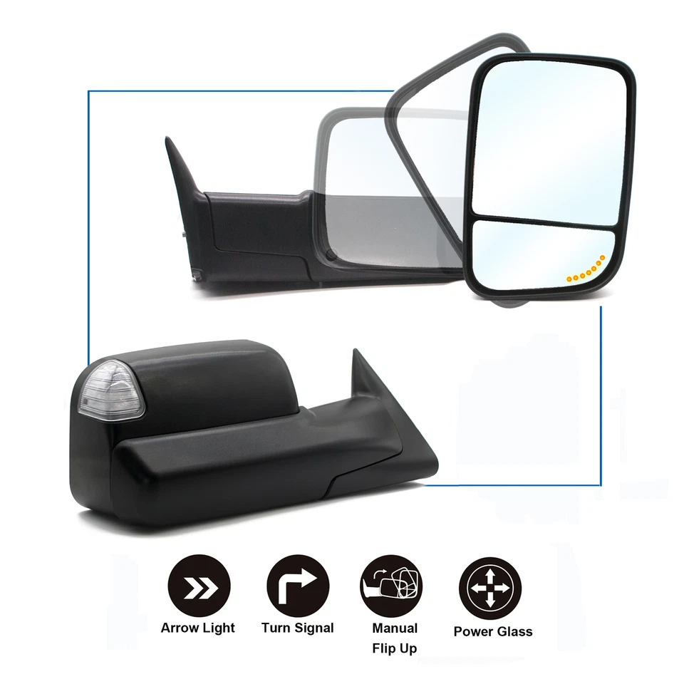 Espejos retrovisores de remolque para Dodge Ram 1500 2500 3500 1994-1997 intermitente eléctrico diestro derecho Foto 2 de 4