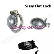 Ultra Small Short Male Sissy Flat Chastity Cage Device Stainless Steel Lock Ring