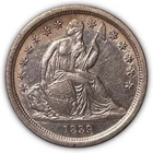 1839 No Drapery Seated Liberty Dime Almost Uncirculated AU+ Coin, Cleaning #7319