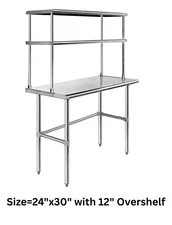 Stainless Steel Table & Work Table NSF Certified Overshelf for Kitchen Use