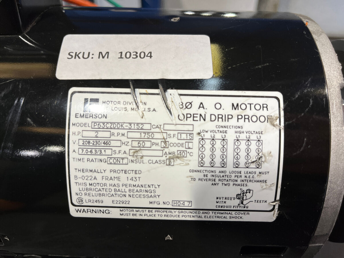Emerson P63CZDDK-3152 208/230/460V Electric Motor 2 Emerson P63CZDDK-3152 208/230/460V Electric Motor 2
