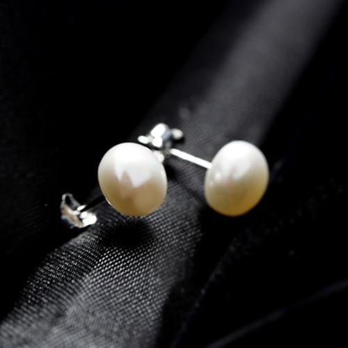 STERLING SILVER WOMENS GIRLS FRESHWATER PEARL STUD EARRINGS 5MM-10MM Party GIFT - Picture 4 of 9