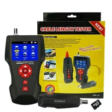 Handheld Digital Cable Length Tester Telephone RJ45 RJ11 BNC Coax w/ TF Card